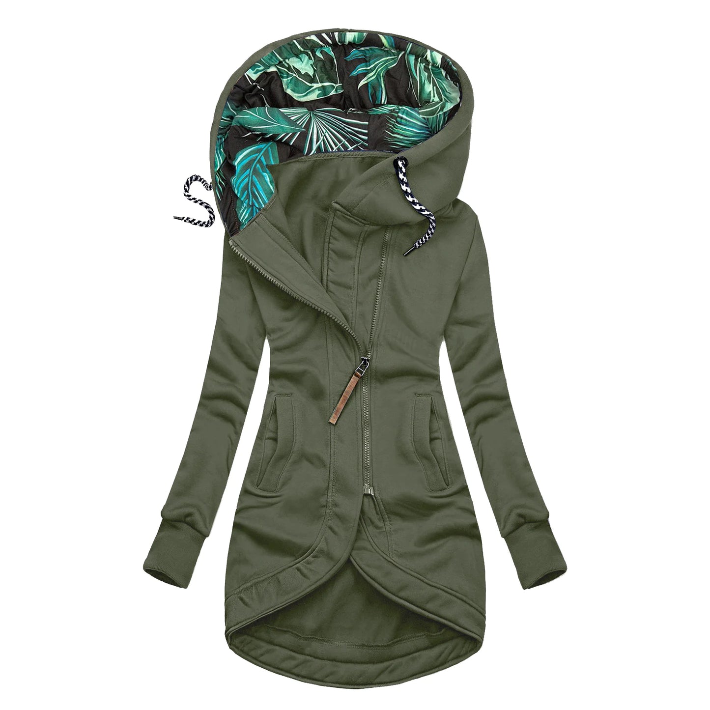 Solid Color Hooded Jacket